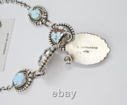 Collier en argent sterling turquoise des collines dorées fait main par un Amérindien Navajo