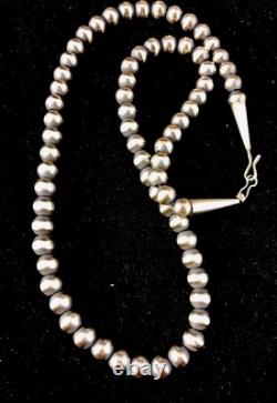 Collier en cône avec crochet et œil de 20, perles en argent sterling 5 mm amérindiennes Navajo