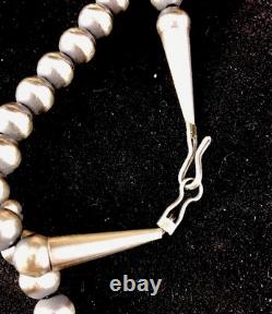 Collier en cône avec crochet et œil de 20, perles en argent sterling 5 mm amérindiennes Navajo