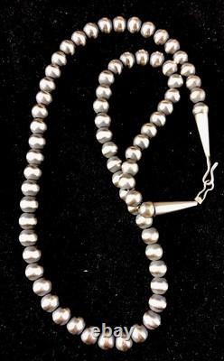 Collier en cône avec crochet et œil de 20, perles en argent sterling 5 mm amérindiennes Navajo