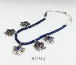 Collier en fleur en argent sterling et lapis-lazuli navajo amérindien par Gary Custer