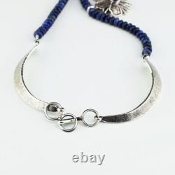 Collier en fleur en argent sterling et lapis-lazuli navajo amérindien par Gary Custer