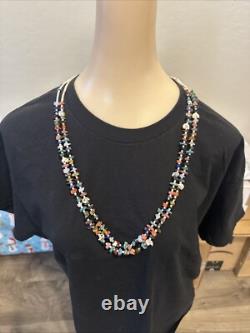 Collier en perles Heishi en turquoise Navajo amérindien à 2 brins