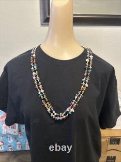 Collier en perles Heishi en turquoise Navajo amérindien à 2 brins