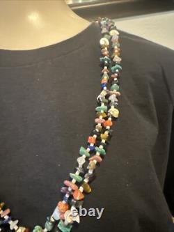 Collier en perles Heishi en turquoise Navajo amérindien à 2 brins