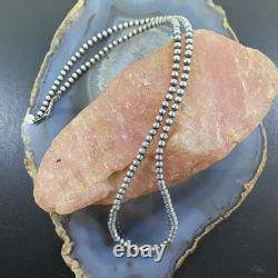 Collier en perles Navajo de 4 mm en argent sterling, longueur 24 pour femmes