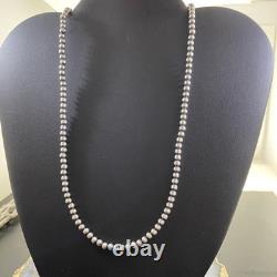 Collier en perles Navajo de 4 mm en argent sterling, longueur 24 pour femmes