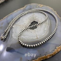 Collier en perles Navajo de 4 mm en argent sterling, longueur 24 pour femmes