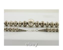 Collier en perles Navajo en argent 925 avec turquoise, artiste amérindien, années 80