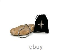 Collier en perles Navajo en argent sterling 8mm Américain d'origine 19 brins simples