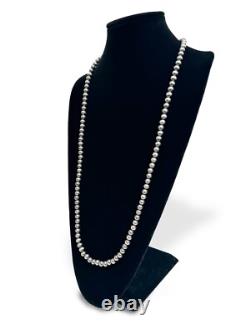Collier en perles Navajo en argent sterling 9 mm d'Amérindien, 40 perles en fil simple