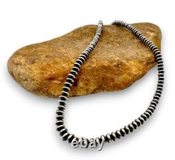 Collier en perles Navajo en argent sterling avec rondelles plates en forme de soucoupe 4mm 21 60421