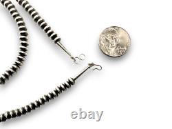 Collier en perles Navajo en argent sterling avec rondelles plates en forme de soucoupe 4mm 21 60421 Collier en perles Navajo en argent sterling avec rondelles plates en forme de soucoupe 4mm 21 60421