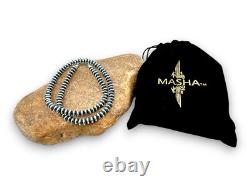 Collier en perles Navajo en argent sterling avec rondelles plates en forme de soucoupe 4mm 21 60421