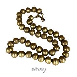 Collier en perles de banc Navajo en argent sterling vintage antique de 30g