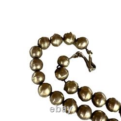 Collier en perles de banc Navajo en argent sterling vintage antique de 30g