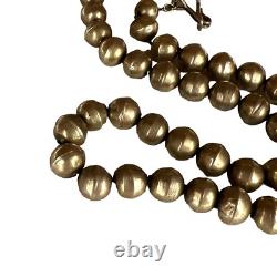 Collier en perles de banc Navajo en argent sterling vintage antique de 30g