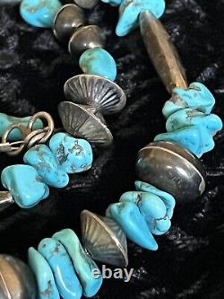 Collier en perles de banc navajo amérindien avec turquoise Sleeping Beauty 22