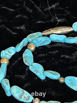 Collier en perles de banc navajo amérindien avec turquoise Sleeping Beauty 22