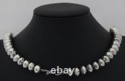 Collier en perles de nacre de 32 pouces de Leo Harvey LH Sterling, Amérindien Navajo, 117,3 g