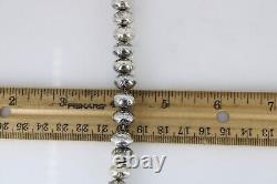 Collier en perles de nacre de 32 pouces de Leo Harvey LH Sterling, Amérindien Navajo, 117,3 g