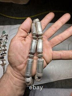 Collier en perles en tube en argent sterling Navajo Amérindien fait main estampillé à la main