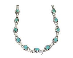 Collier en turquoise Navajo en argent 925 bleu naturel de l'artiste amérindien des années 80.