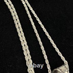 Collier en turquoise navajo en argent sterling avec un morceau de buffle bison naturel de 44,1 grammes