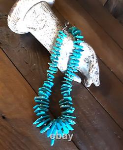 Collier et boucles d'oreilles assorties en argent sterling et turquoise amérindien Navajo