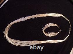 Collier et bracelet en argent à perles liquides amérindien Navajo
