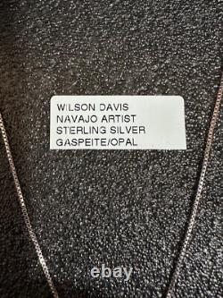 Collier exceptionnel unique en argent sterling Navajo, fabriqué par Wilson Davis, ensemble assorti