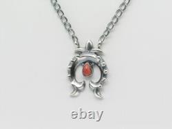 Collier fait main Navajo amérindien en argent sterling et en huître épineuse