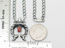 Collier fait main Navajo amérindien en argent sterling et en huître épineuse