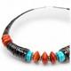 Collier Heishi Gradu&eacute; En Turquoise, Corail Et Coquillage Navajo Am&eacute;rindien, 24 Pouces