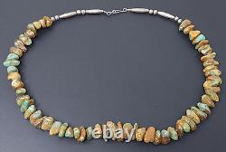 Collier perlé épais en turquoise de style amérindien navajo ancien de 20 pouces