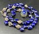 Collier Ras-du-cou 16" En Argent 925 Avec Lapis-lazuli, Style Am&eacute;rindien Navajo, Vintage, 28,3 G