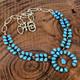Collier R&eacute;glable Fait Main Navajo En Argent Sterling Et Turquoise Sleeping Beauty