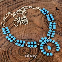 Collier réglable fait main Navajo en argent sterling et turquoise Sleeping Beauty