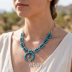 Collier réglable fait main Navajo en argent sterling et turquoise Sleeping Beauty