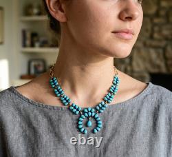 Collier réglable fait main Navajo en argent sterling et turquoise Sleeping Beauty