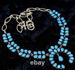 Collier réglable fait main Navajo en argent sterling et turquoise Sleeping Beauty