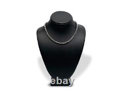 Collier simple de 17 pouces en perles Navajo en argent sterling 6 mm amérindiennes