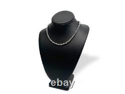Collier simple de 17 pouces en perles Navajo en argent sterling 6 mm amérindiennes