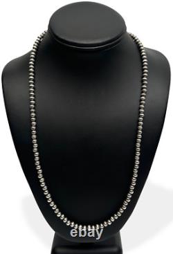 Collier simple de 24 perles navajo en argent sterling 7mm amérindien