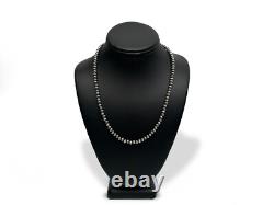 Collier simple en perles Navajo en argent sterling 7 mm d'Amérindien 23 pouces