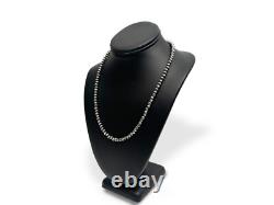 Collier simple en perles Navajo en argent sterling 7 mm d'Amérindien 23 pouces