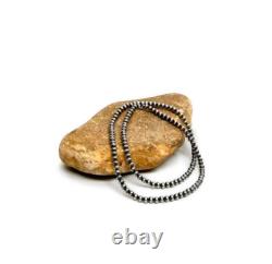 Collier simple en perles Navajo en argent sterling 7 mm d'Amérindien 23 pouces
