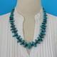 Collier Vintage Am&eacute;rindien Navajo 23 Pouces, P&eacute;pites De Turquoise, Perles En Argent Sterling 23