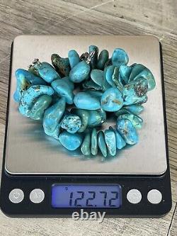 Collier vintage en pépites de turquoise amérindienne Navajo 18 122,80 grammes.