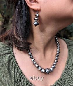 Colliers Et Boucles D'oreilles Navajo Pearls, Native American Hand Made Sterling